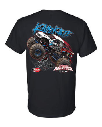 Kamikaze Monster truck black shirt back youth