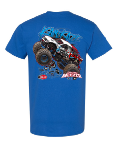 Kamikaze Monster Truck Blue Shirt Back adult
