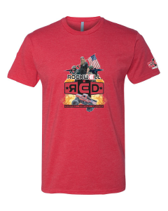 Youth Rockwell R.E.D Monster Truck Event Logo on Red Shirt. Printed on Front. R.E.D printed on left sleeve youth and adult