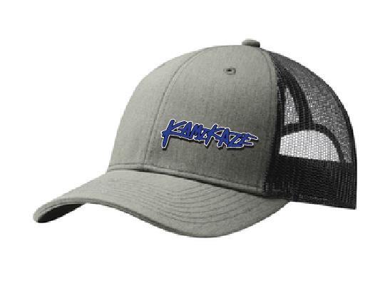 Kamikaze Monster Truck Logo on Grey Trucker Hat