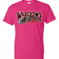wrecking machine monster truck pink shirt front adult